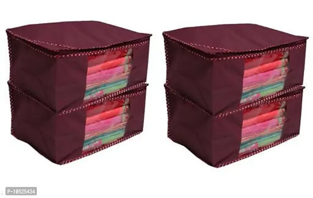 Designer Non-Woven Self Pattern Saree Organizer Covers (Pack Of 4)