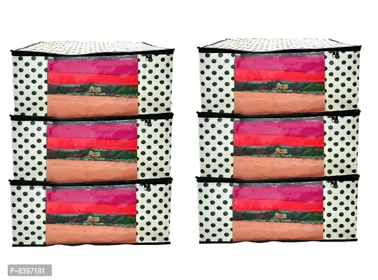 AARON INC Non Woven saree Cover garments Storage Bag, Clothes Organizers Polka Pack of 6-thumb0