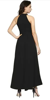 Stylish Black Viscose Rayon Solid Fit And Flare Dress For Women-thumb2