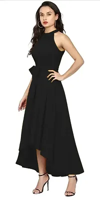 Stylish Black Viscose Rayon Solid Fit And Flare Dress For Women-thumb1