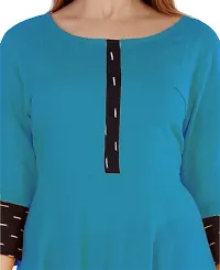 Anarkali Navy Blue Solid Cotton Kurta-thumb3