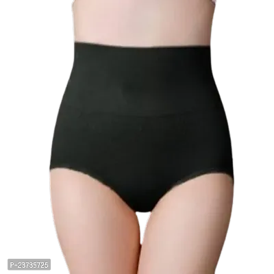 High Waist Shapewear with Anti Rolling Strip Tummy Control Tucker Waist Slimming Panties Women Underwear Shapewear Pack OF 1 (Black) Size Small-thumb0