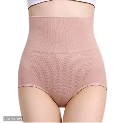 High Waist Shapewear with Anti Rolling Strip Tummy Control Tucker Waist Slimming Panties Women Underwear Shapewear Pack OF 1 (Pink) Size Small-thumb0