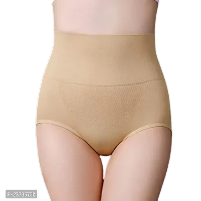 High Waist Shapewear with Anti Rolling Strip Tummy Control Tucker Waist Slimming Panties Women Underwear Shapewear Pack OF 1 (Skin) Size Small