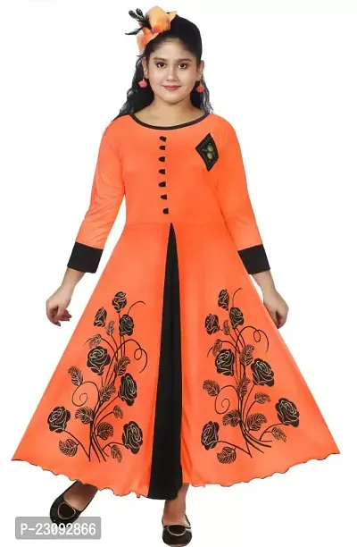 Stylish Girls Maxi/Full Length Party Dress Orange
