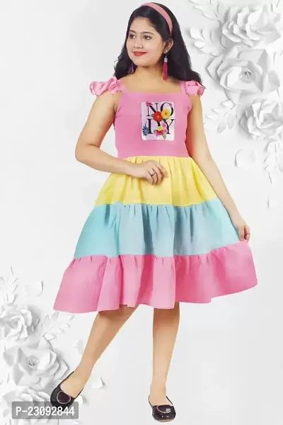Stylish Girls Midi Knee Length Party Dress Multicolor Fashion Sleeve-thumb0