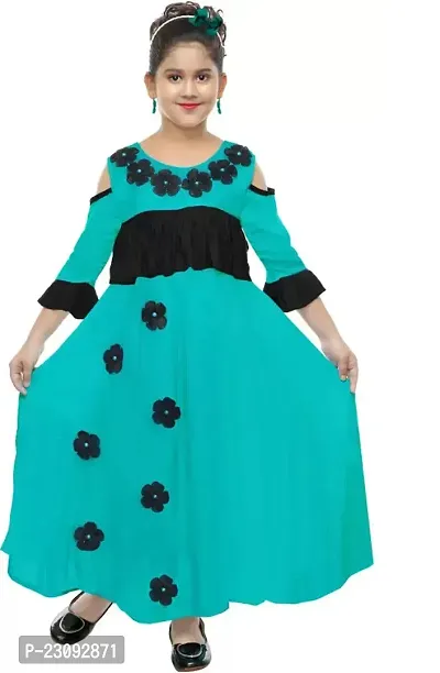 Stylish Girls MaxiFull Length Party Dress Green Sleeveless