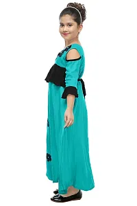 Stylish Girls MaxiFull Length Party Dress Green Sleeveless-thumb3