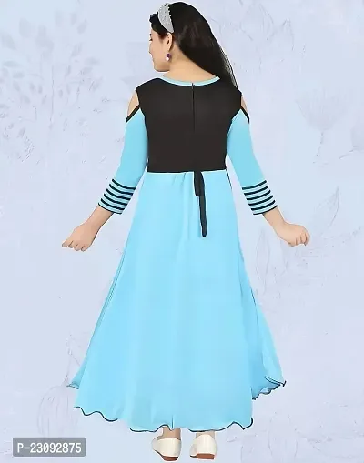 Stylish Girls Maxi Full Length Casual Dress Light Blue-thumb2