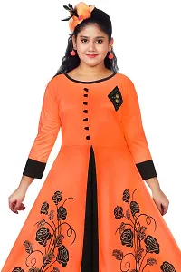 Stylish Girls Maxi/Full Length Party Dress Orange-thumb1