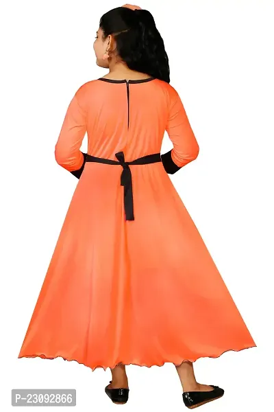 Stylish Girls Maxi/Full Length Party Dress Orange-thumb4