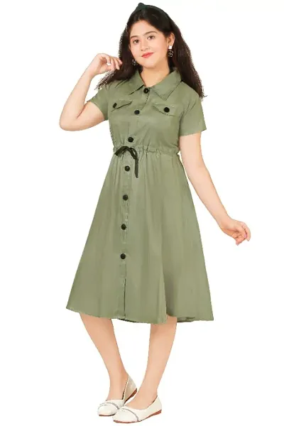 Girls Calf Length Casual Dress