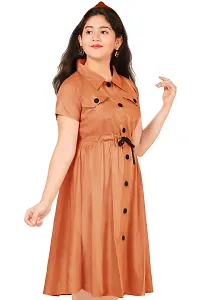 Girls Calf Length Casual Dress Brown-thumb2