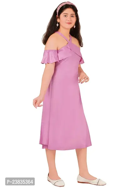 Girls Calf Length Casual Dress Pink-thumb4