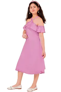 Girls Calf Length Casual Dress Pink-thumb1