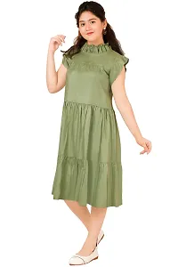 Girls Calf Length Casual Dress Green-thumb3