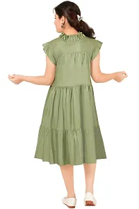 Girls Calf Length Casual Dress Green-thumb2