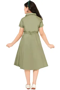 Girls Calf Length Casual Dress Green-thumb2