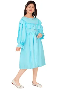 Girls Calf Length Casual Dress Turquise-thumb2