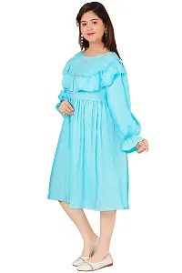 Girls Calf Length Casual Dress Turquise-thumb1