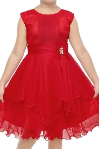 Girls Midi/Knee Length Casual Dress Red-thumb2