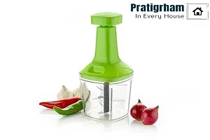 Food Chopper 1100 ml, Steel Large Manual Hand-Press Vegetable Chopper Mixer Cutter to Cut Onion, Salad, Tomato, Potato with 6 SS Blade, 1100 ML Multicolour-thumb1