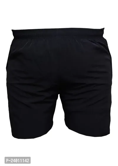 Stylish Black Cotton Solid Regular Shorts For Men-thumb0