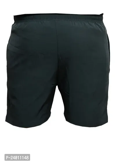 Stylish Black Cotton Solid Regular Shorts For Men-thumb0