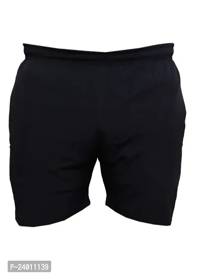 Stylish Black Cotton Solid Regular Shorts For Men