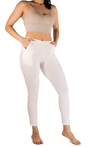 CURVY FIT |Smoke Pants|Kurti Pants|Cigarette Pants|Cotton Pants|Cotton Formal Pants| Casual Pants|Cotton Trousers (Size-L) White-thumb1