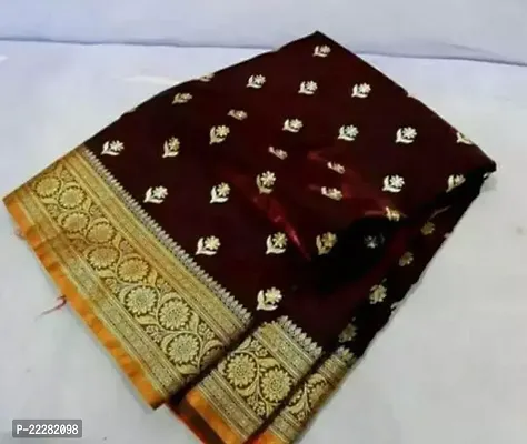 Elegant Banarasi Silk Embroidered Saree with Blouse piece-thumb0