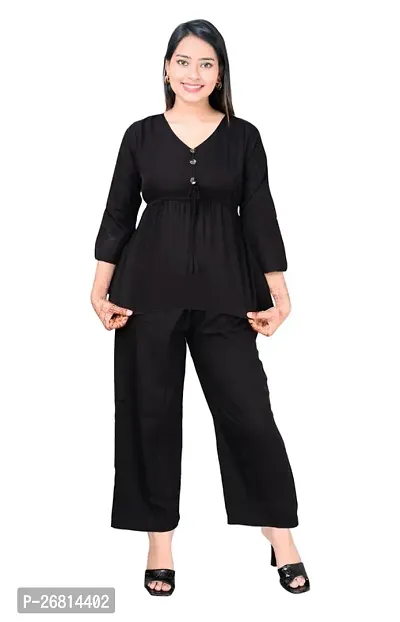 Contemporary Black Solid Co-Ords Set For Women
