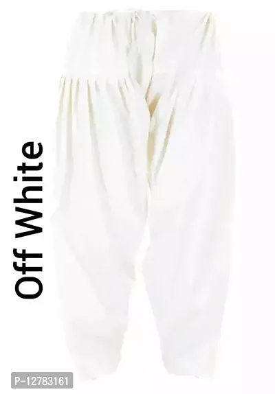 Fabulous Off White Cotton Solid Salwars For Women-thumb0