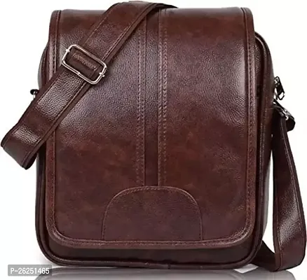 Stylish Brown Leather Messenger Bag-thumb0