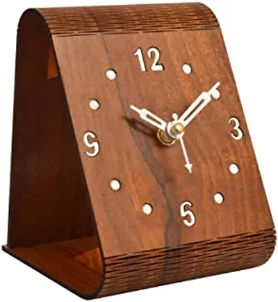 Wooden Table Clock for Home Decor - Wooden Table Clock for Study Table (Modern)