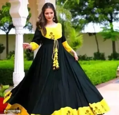 Stylish Yellow Viscose Rayon Embellished Anarkali Kurta For Women-thumb0