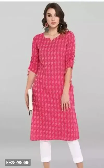 Stylish Pink Viscose Rayon Embellished Straight Kurta For Women-thumb0