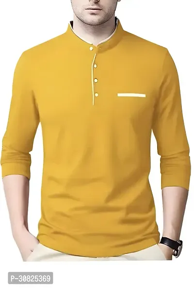 Stylish Yellow Polyester Printed Long Sleeves Tees For Men-thumb0