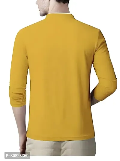 Stylish Yellow Polyester Printed Long Sleeves Tees For Men-thumb2