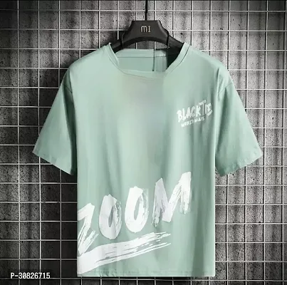 Stylish Turquoise Polyester Printed Short Sleeves Tees For Men-thumb0