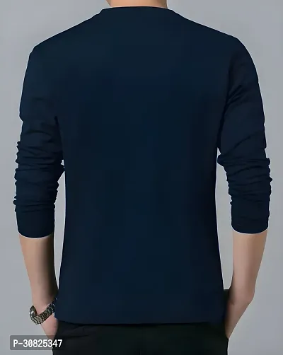 Stylish Navy Blue Polyester Printed Long Sleeves Tees For Men-thumb2