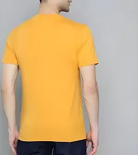 Stylish Yellow Polyester Printed Short Sleeves Tees For Men-thumb1