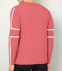 Stylish Peach Polyester Printed Long Sleeves Tees For Men-thumb1