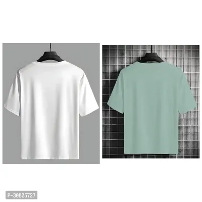 Stylish Multicoloured Polyester Printed Short Sleeves Tees For Men Pack of 2-thumb3