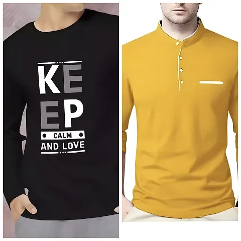 Stylish Long Sleeves Tees For Men Pack of 2