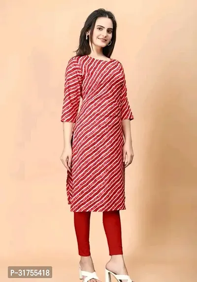 Stylish Red Crepe Striped Kurti For Women-thumb0