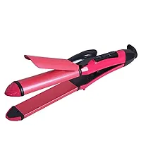 Xerser X-1290 Foldable Hair Dryer 1000 Watt Dryer 2 Speed Setting And Nhc-2009 Ceramic Plate Hair Straightener Cum Hair Curler (Multicolor)-thumb1