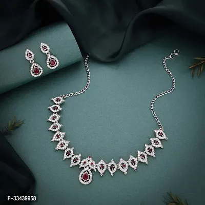 Silver Plated Jewellery Set With Matching Earring For Women And Girls-thumb0