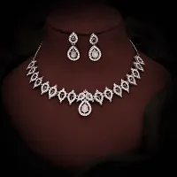 Silver Plated Jewellery Set With Matching Earring For Women And Girls-thumb1