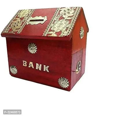 Wood with Brass Work Pigi Bank for Kid-thumb0